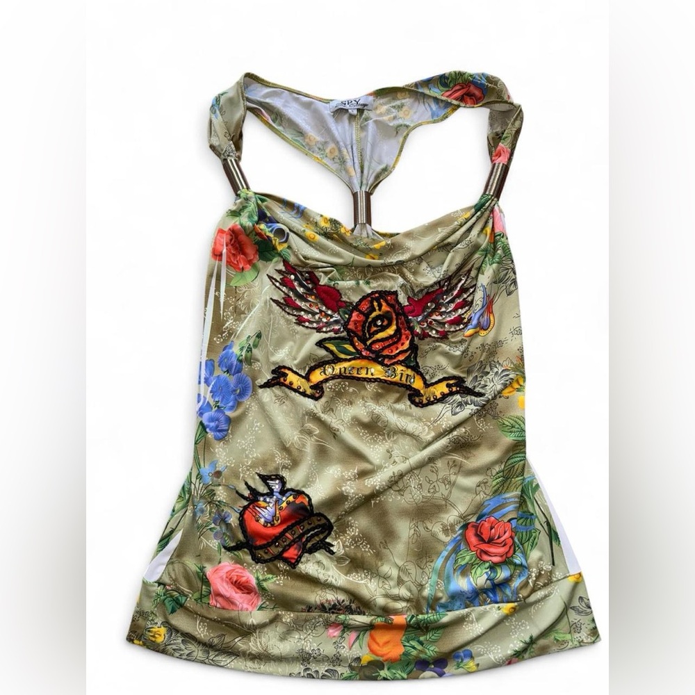 SPY Women's Floral Embellished Camisole - Olive Multicolor